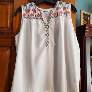 Cute White Blouse with Embroidery S Alice Blue